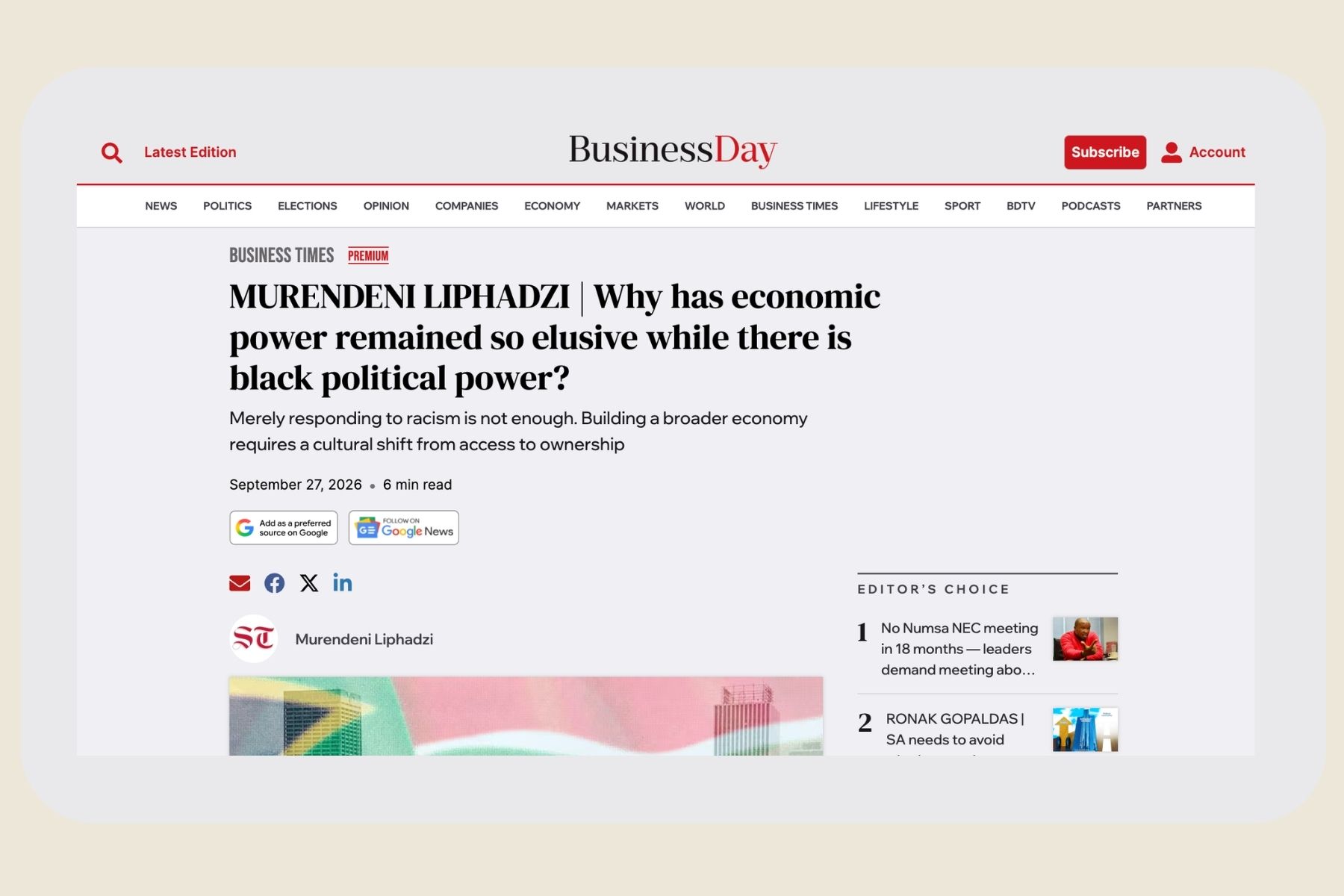 Dr Murendeni Liphadzi on Business Day - September 2026 (1)